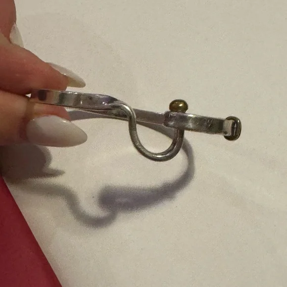 925 Sterling silver MEXICO hook and eye two tone bangle bracelet - Picture 13 of 16